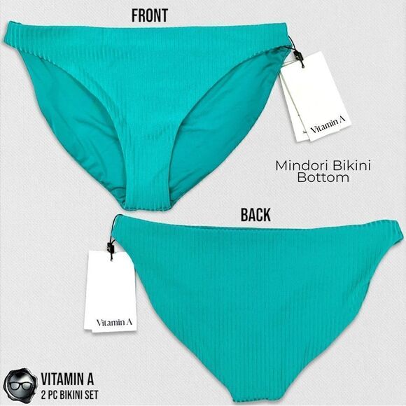 VITAMIN A SWIM BIKINI SET : MAGENTA COSMO TRIANGLE TOP + TURQUOISE MIDORI BOTTOM - Picture 10 of 16